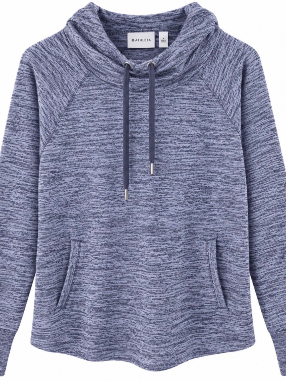 Athleta Women’s XL Cowl Neck Pullover Hoodie Blue Heather Thumbhole Pockets
